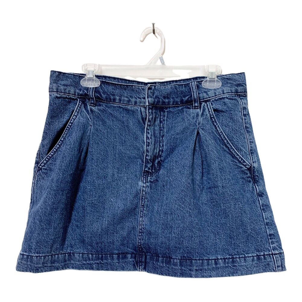 Free People We the Free Denim Mini Skirt Pleated Pockets Boho Size 31